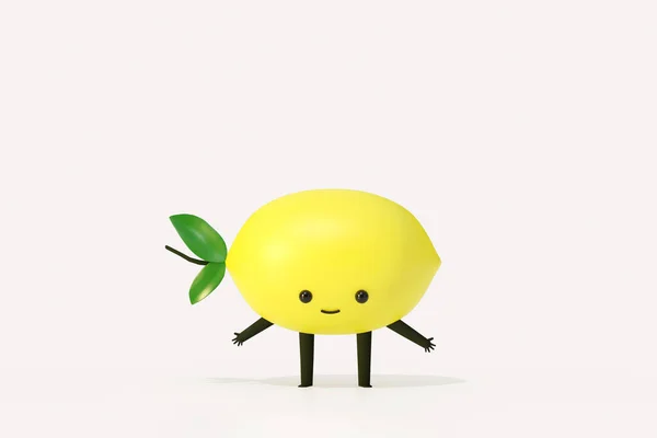 Lemon Personagem Desenho Animado Ilustração Renderizar Fundo Branco — Fotografia de Stock
