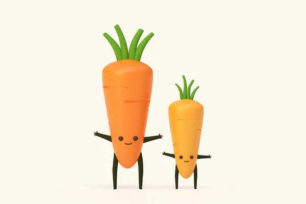Καρότο Και Καρότο Μωρό Φυτικά Λαχανικά Μοντελοποίηση Απεικόνιση Καθιστούν Υγιεινή — Φωτογραφία Αρχείου