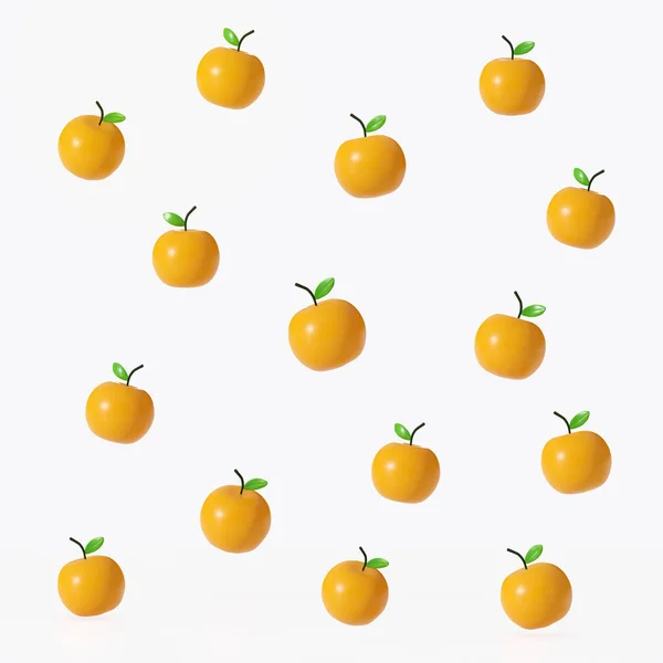 Orange Motif Fruits Rendu Sur Fond Blanc — Photo