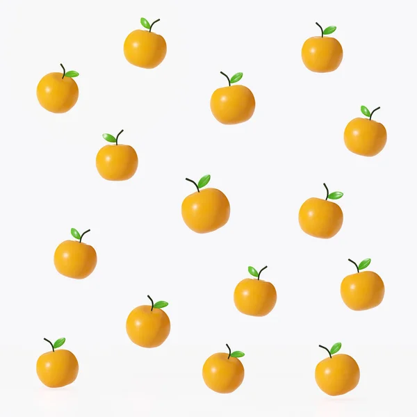 Orange Fruit Pattern Render White Background — Stock Photo, Image