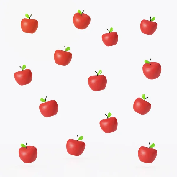 Jablko Ovoce Vykreslení Vzor Izolovat Bílém Pozadí — Stock fotografie