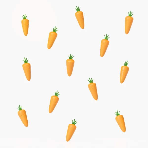 Морквяний Фруктовий Візерунок Візуалізація Білому Тлі — стокове фото