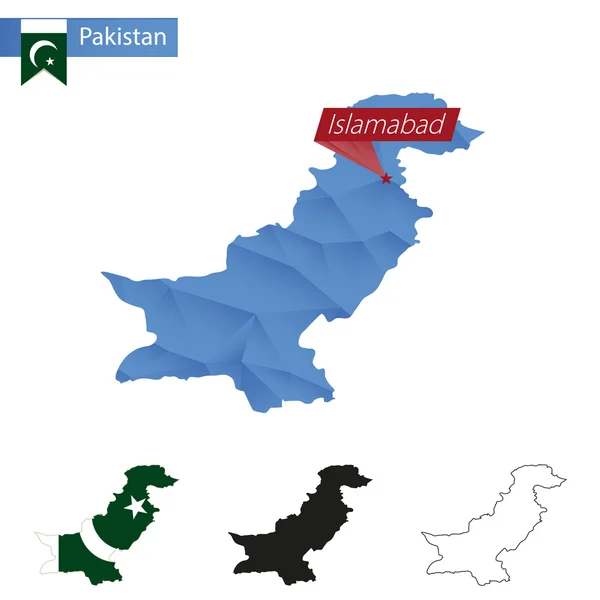 Pakisztán kék Low Poly megjelenítése tőke Iszlámábád. — Stock Vector