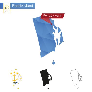 Devlet, Rhode Island mavi düşük Poli harita sermaye Providence.