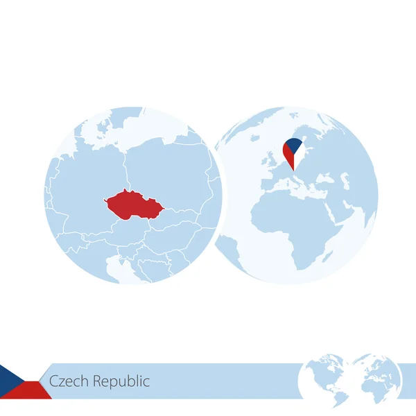 Tsjechië op de wereldbol met vlag en regionale kaart van Tsjechië. — Stockvector