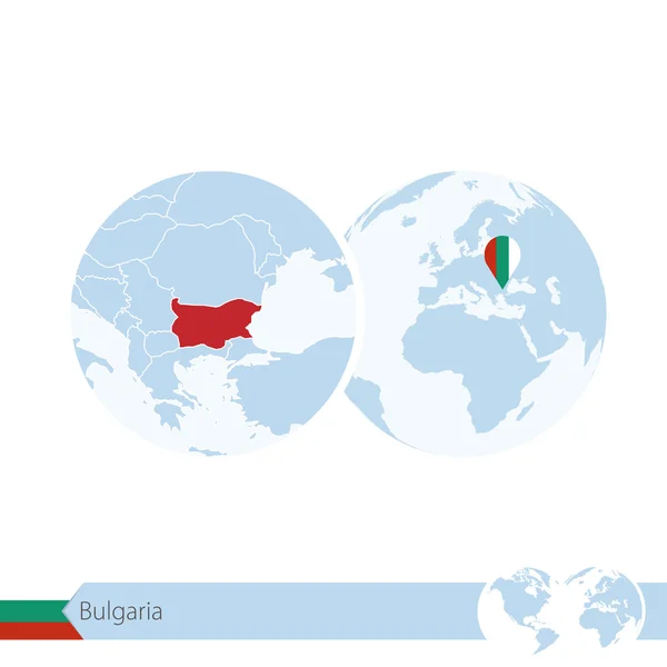 Bulgária a földgömbön, zászló és a bolgár regionális megjelenítése. — Stock Vector