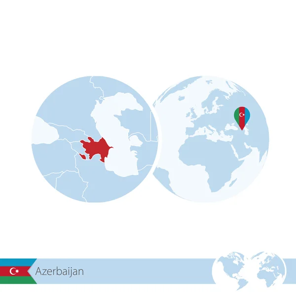 Azerbaijão no mundo com bandeira e mapa regional do Azerbaijão . — Vetor de Stock