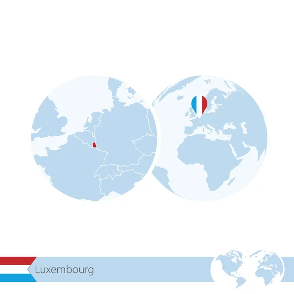 Luxemburg op de wereldbol met vlag en regionale kaart van Luxemburg. — Stockvector