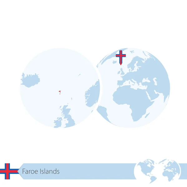 Isole Faroe sul globo con la mappa regionale di Isole Faroe . — Vettoriale Stock