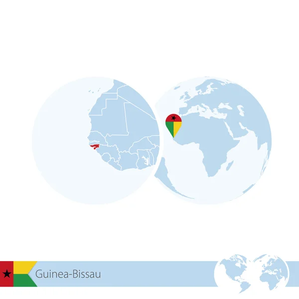 对船旗国和区域地图的现世界地球仪几内亚比绍 — 图库矢量图片