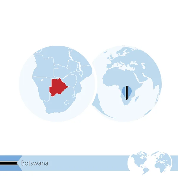 Botswana na świata z flagą i regionalnej mapie Botswany. — Wektor stockowy