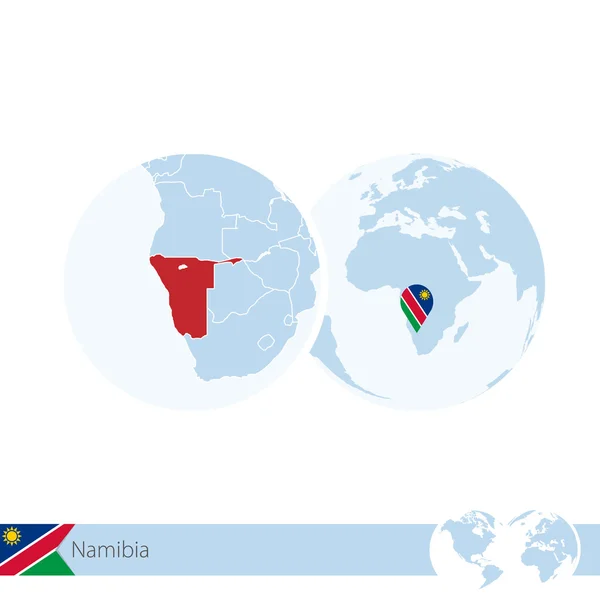 Namíbia no mundo com bandeira e mapa regional da Namíbia . —  Vetores de Stock