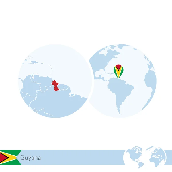 Guyane sur la planète avec le drapeau et la carte régionale de Guyane . — Image vectorielle