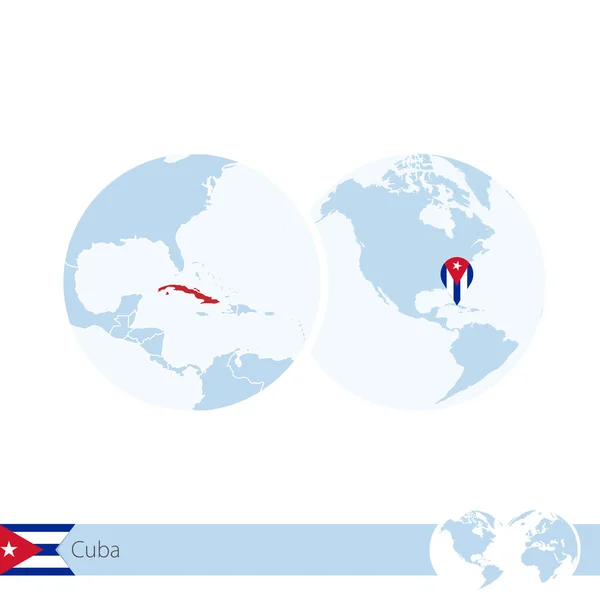 Cuba on world globe with flag and regional map of Cuba. — Διανυσματικό Αρχείο