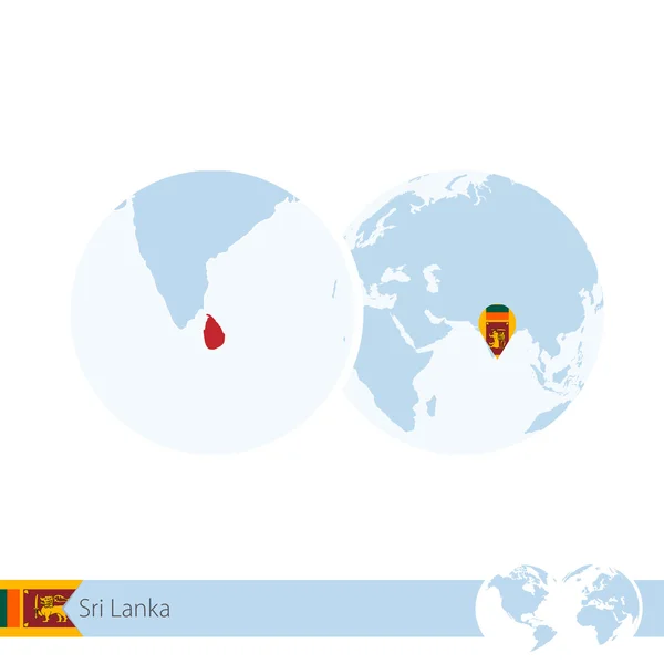 世界地球仪标志和区域地图的斯里兰卡斯里兰卡 — 图库矢量图片