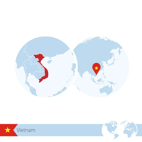 Vietnam op de wereldbol met vlag en regionale kaart van Vietnam. — Stockvector