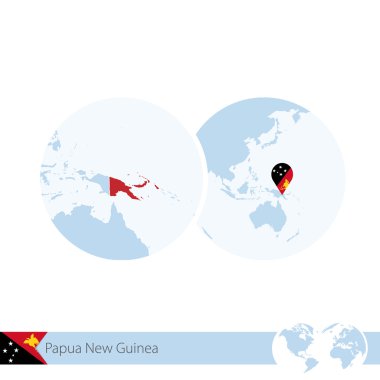 Papua Yeni Gine dünya dünya bayrak ve PA bölgesel harita üzerinde