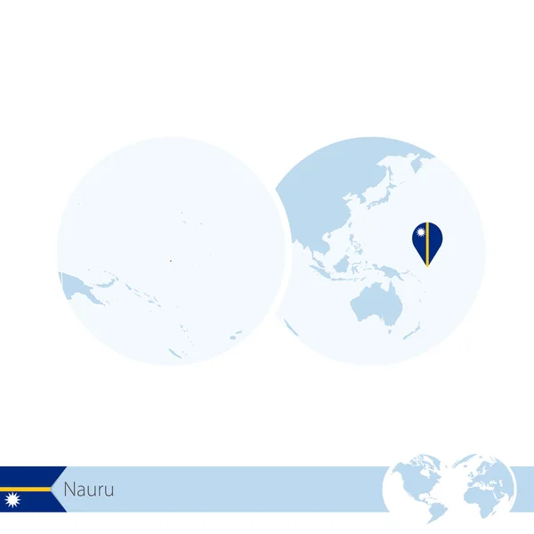 Nauru en el mundo con bandera y mapa regional de Nauru . — Archivo Imágenes Vectoriales