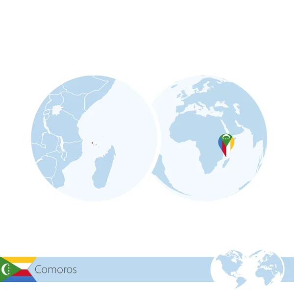 世界地球仪标志和区域地图的科摩罗科摩罗. — 图库矢量图片