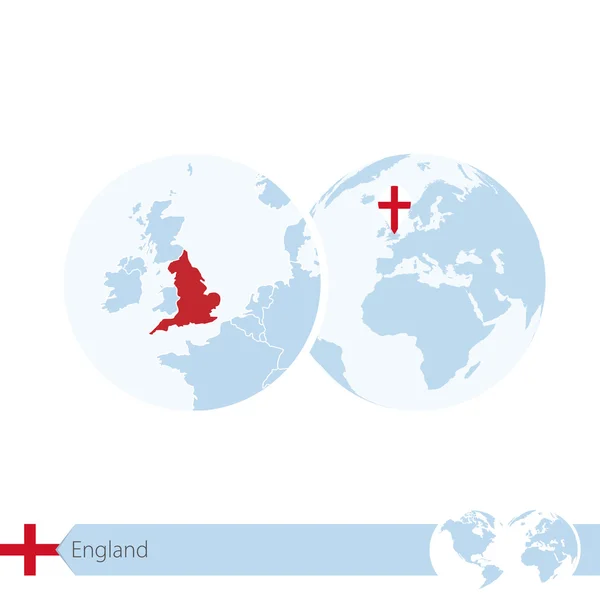 England on world globe with flag and regional map of England. — Stock vektor