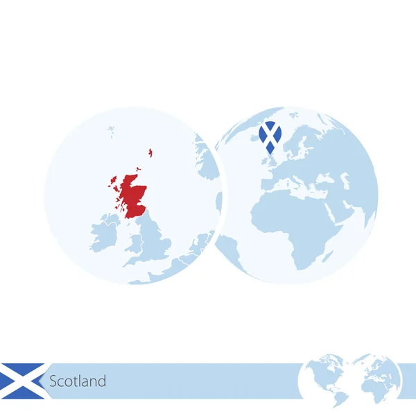 L'Écosse sur la planète avec le drapeau et la carte régionale de l'Écosse . — Image vectorielle
