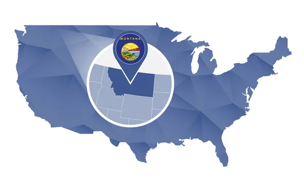 Montana Estado ampliado no mapa dos Estados Unidos . — Vetor de Stock