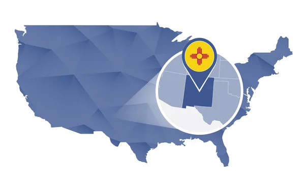 Novo Estado do México ampliado no mapa dos Estados Unidos . —  Vetores de Stock