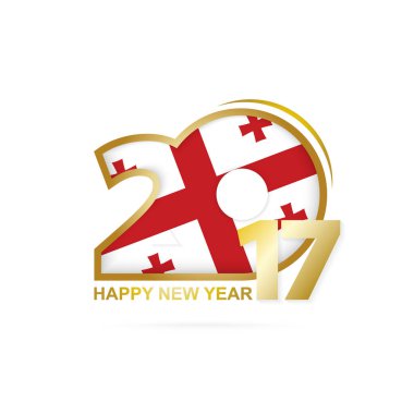 Yıl 2017 Georgia Flag desenli. Mutlu yeni yıl tasarım beyaz arka plan üzerinde.