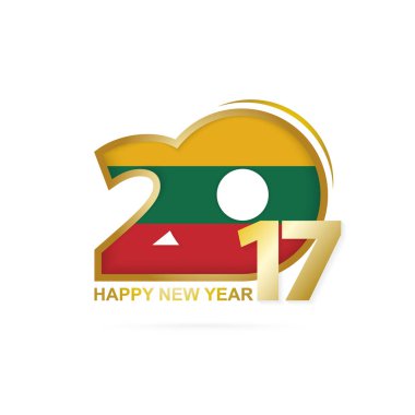 Yıl 2017 Litvanya bayrak desenli. Mutlu yeni yıl tasarım.