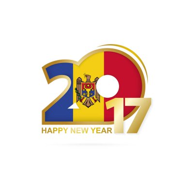 Yıl 2017 Moldova bayrak desenli. Mutlu yeni yıl tasarım.