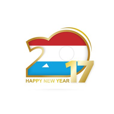 Yıl 2017 Lüksemburg bayrak desenli. Mutlu yeni yıl tasarım beyaz arka plan üzerinde. 