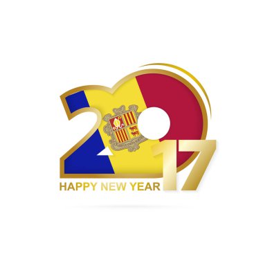Yıl 2017 Andorra bayrağı desenli. Mutlu yeni yıl tasarım.