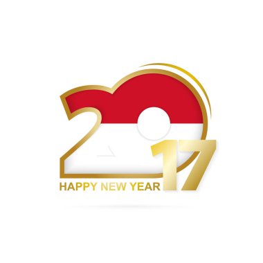 Yıl 2017 Monaco bayrağı desenli. Mutlu yeni yıl tasarım.