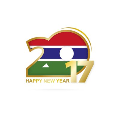 Yıl 2017 Gambiya bayrak desenli. Mutlu yeni yıl tasarım beyaz arka plan üzerinde. 