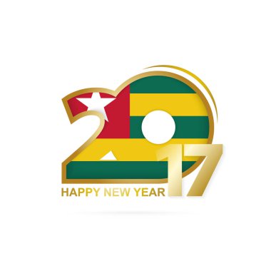 Yıl 2017 Togo bayrak desenli. Mutlu yeni yıl tasarım beyaz arka plan üzerinde.