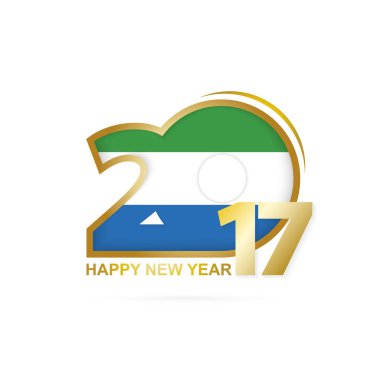 Yıl 2017 Sierra Leone bayrak desenli. Mutlu yeni yıl tasarım beyaz arka plan üzerinde.