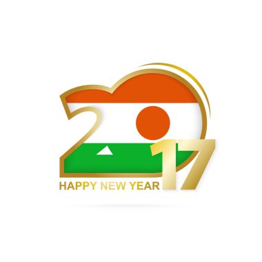 Yıl 2017 Nijer bayrak desenli. Mutlu yeni yıl tasarım beyaz arka plan üzerinde.