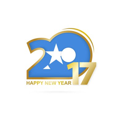 Yıl 2017 Somali bayrak desenli. Mutlu yeni yıl tasarım beyaz arka plan üzerinde.