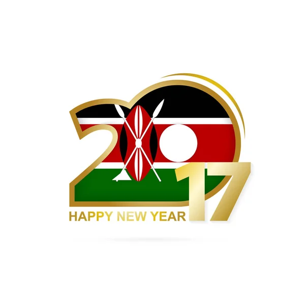 Year 2017 with Kenya Flag pattern. Happy New Year Design on white background. — Stock Vector