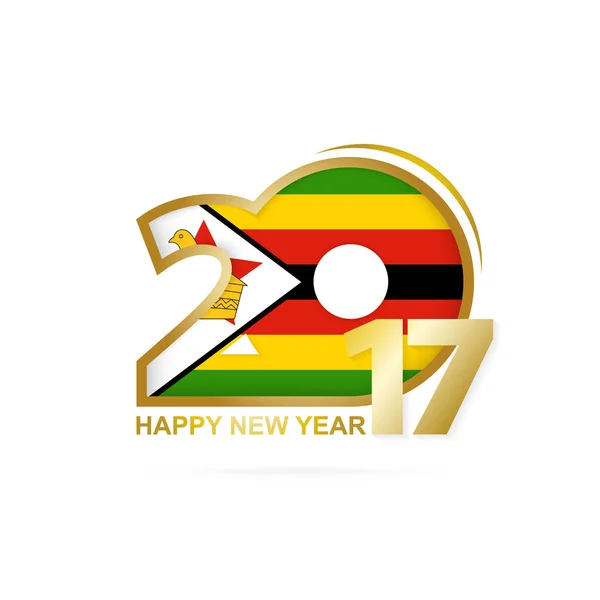 Ano 2017 com padrão de Bandeira do Zimbabué . —  Vetores de Stock