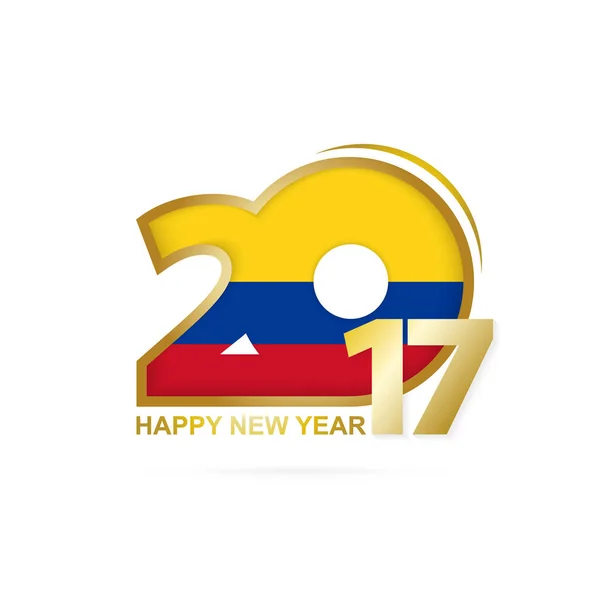 Année 2017 avec Colombie Modèle de drapeau . — Image vectorielle