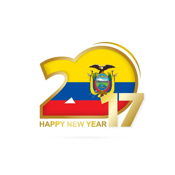 Année 2017 avec le modèle du drapeau équatorien . — Image vectorielle