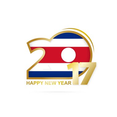 Yıl 2017 Kosta Rika bayrak desenli. Mutlu yeni yıl tasarım beyaz arka plan üzerinde. 