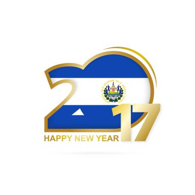 El Salvador bayrak desenli yıl 2017. Mutlu yeni yıl tasarım beyaz arka plan üzerinde. 