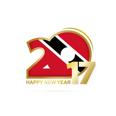 Trinidad ve Tobago bayrak desenli yıl 2017. Mutlu yeni yıl tasarım beyaz arka plan üzerinde. 
