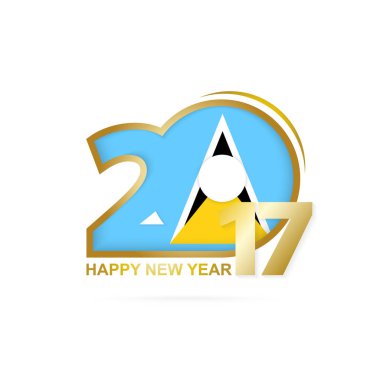 Saint Lucia bayrak desenli yıl 2017. Mutlu yeni yıl tasarım beyaz arka plan üzerinde. 