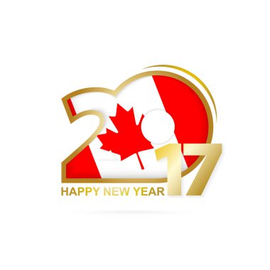 Yıl 2017 Kanada bayrağı desenli. Mutlu yeni yıl tasarım beyaz arka plan üzerinde. 