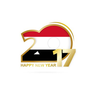 Yıl 2017 Yemen bayrak desenli. Mutlu yeni yıl tasarım.