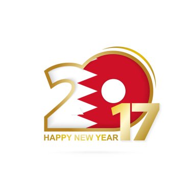 Yıl 2017 Bahreyn bayrak desenli. Mutlu yeni yıl tasarım.