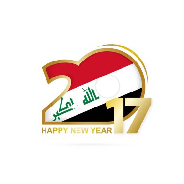 Yıl 2017 Irak bayrağı desenli. Mutlu yeni yıl tasarım.